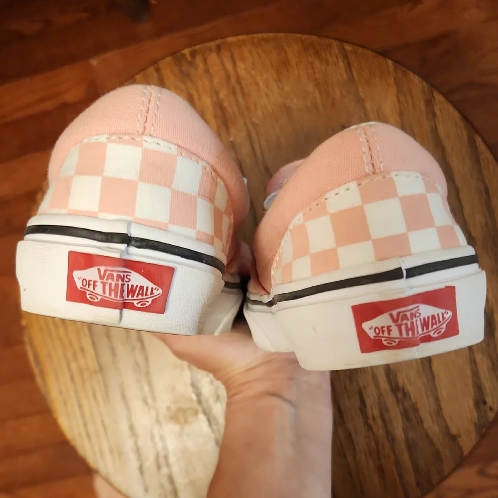 Vans Kids Pink and White Checkerboard Slip-On Sneakers